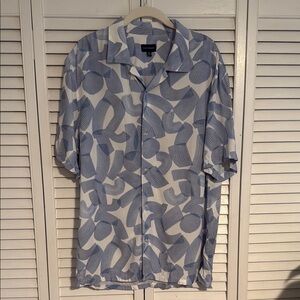 Club Monaco Blue and White Silky Shirt